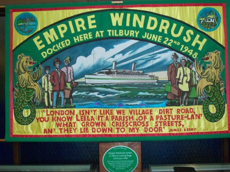 A banner showing the ship Empire windrush